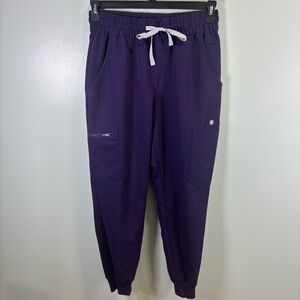 Figs Women's Track Joggers in Deep Purple with White Drawstring